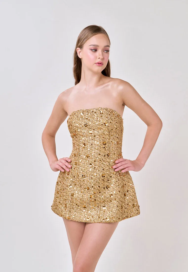 Halo Gold Tube Sequins Mini Dress