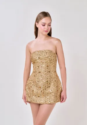 Halo Gold Tube Sequins Mini Dress