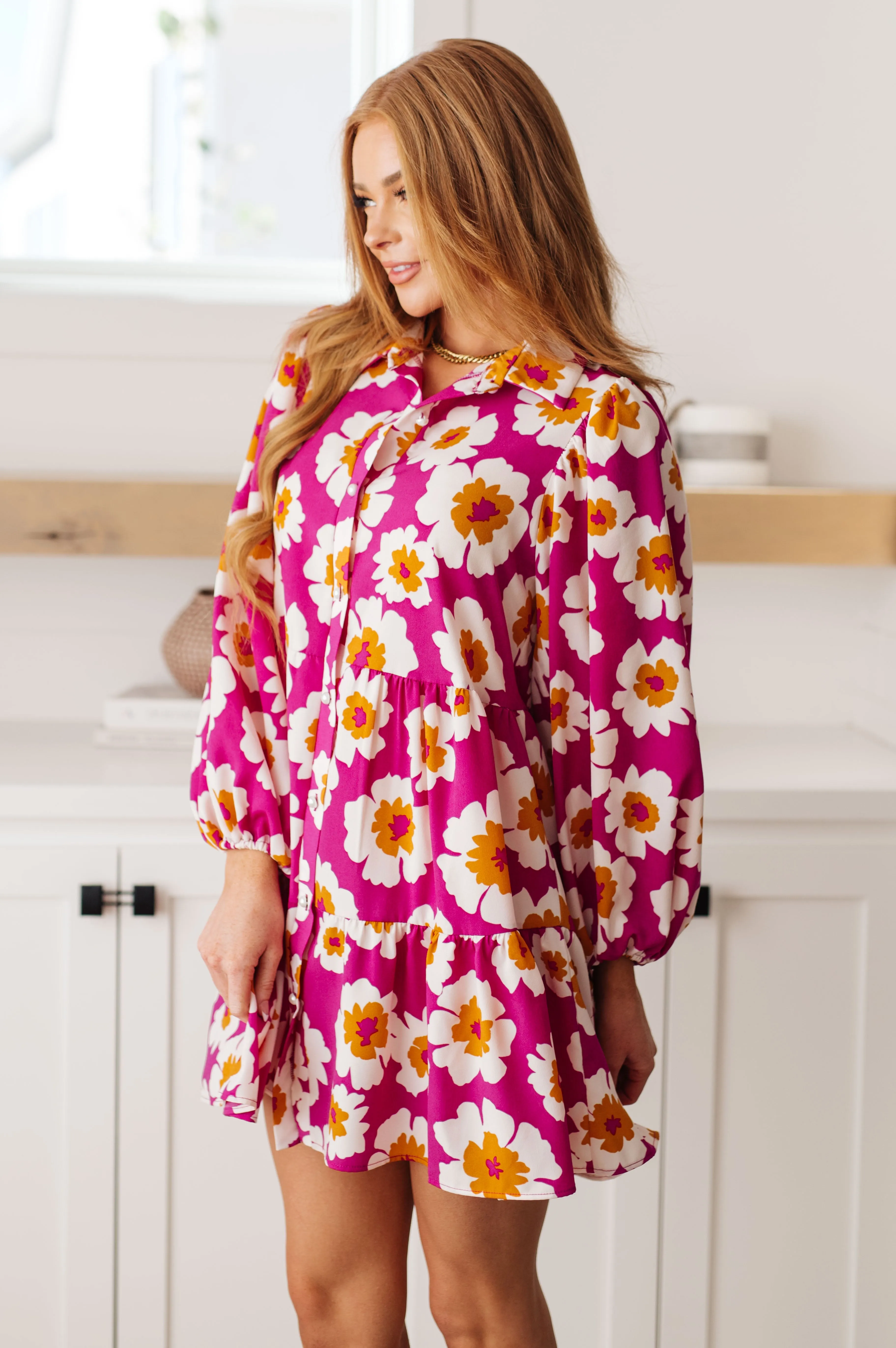 Hazel Blues® |  Magnificently Mod Floral Shirt Dress