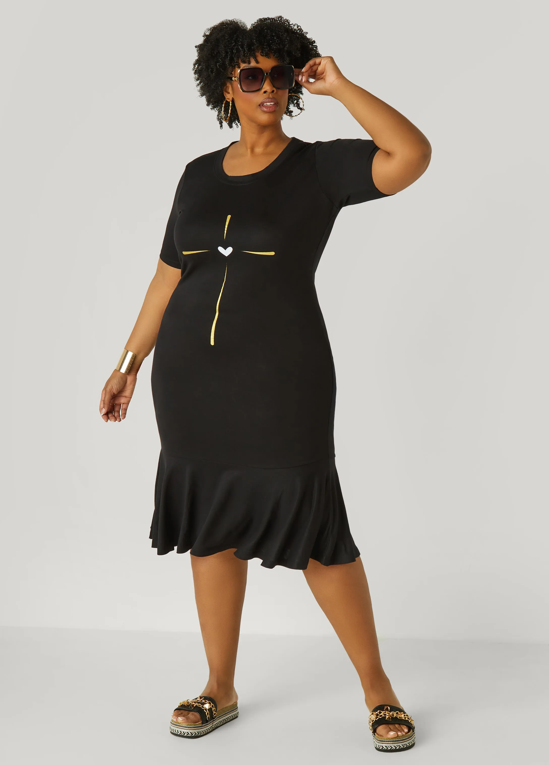 Heart Midi T Shirt Dress