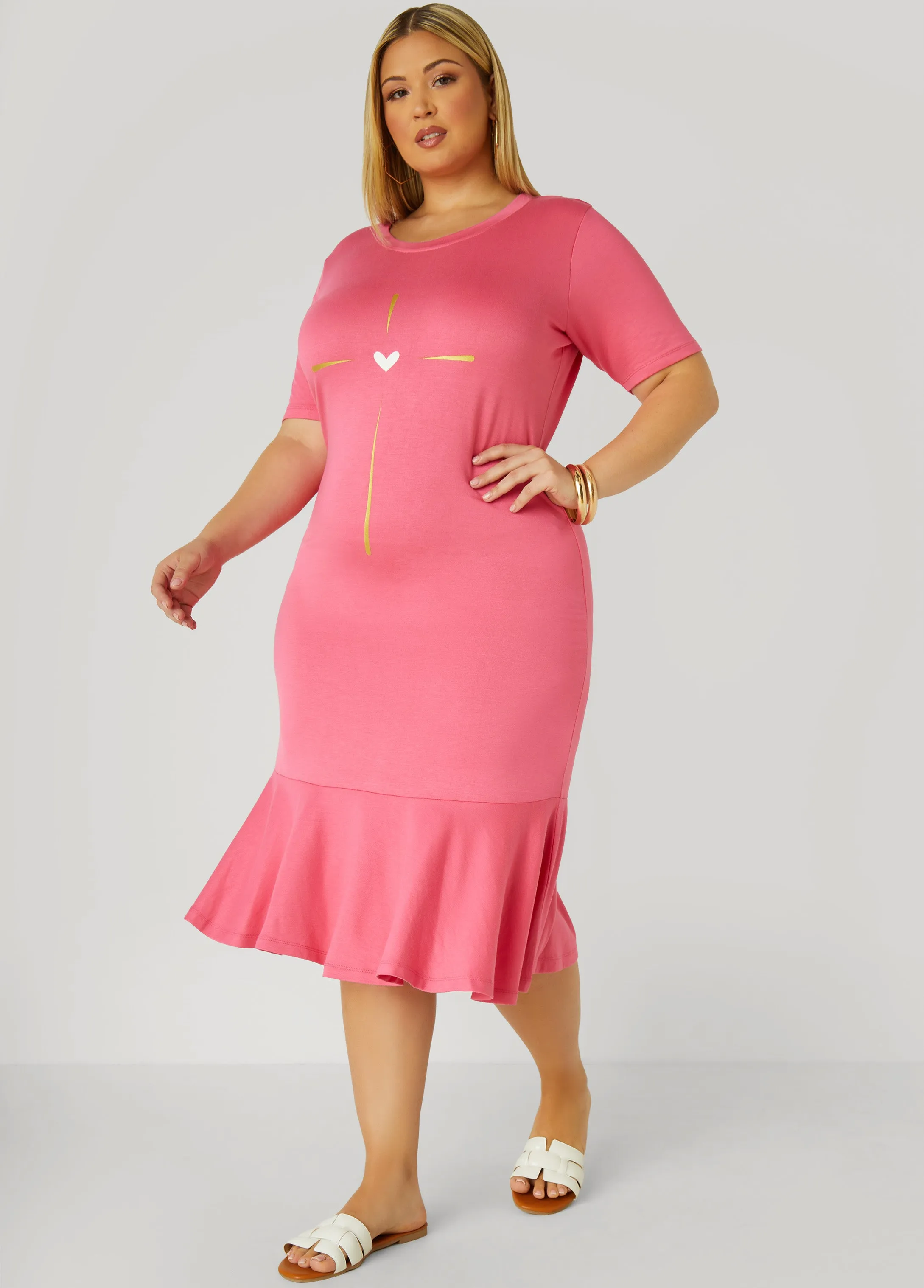 Heart Midi T Shirt Dress