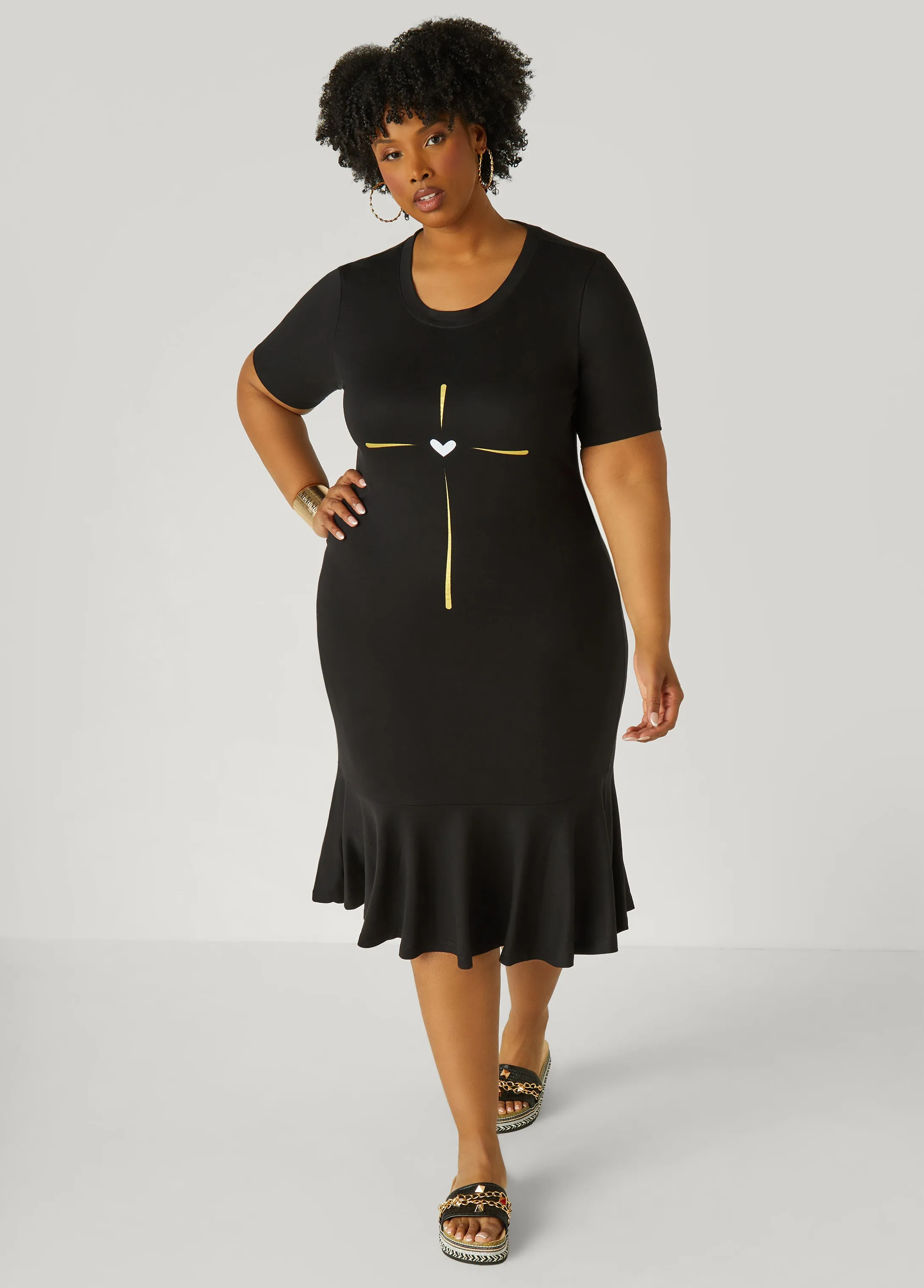 Heart Midi T Shirt Dress