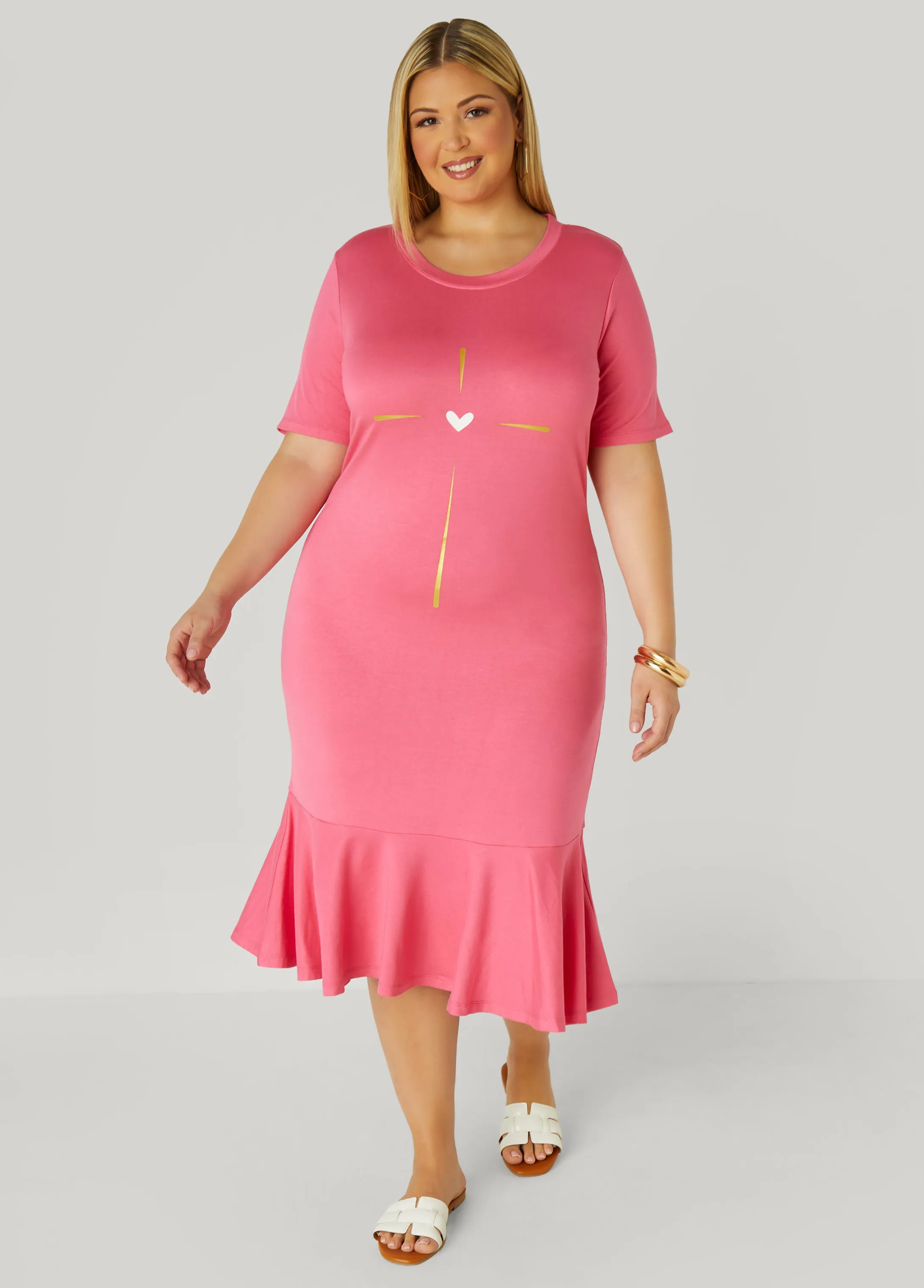 Heart Midi T Shirt Dress