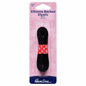 Hemline Silicone Backed Elastic - 12mm - Black