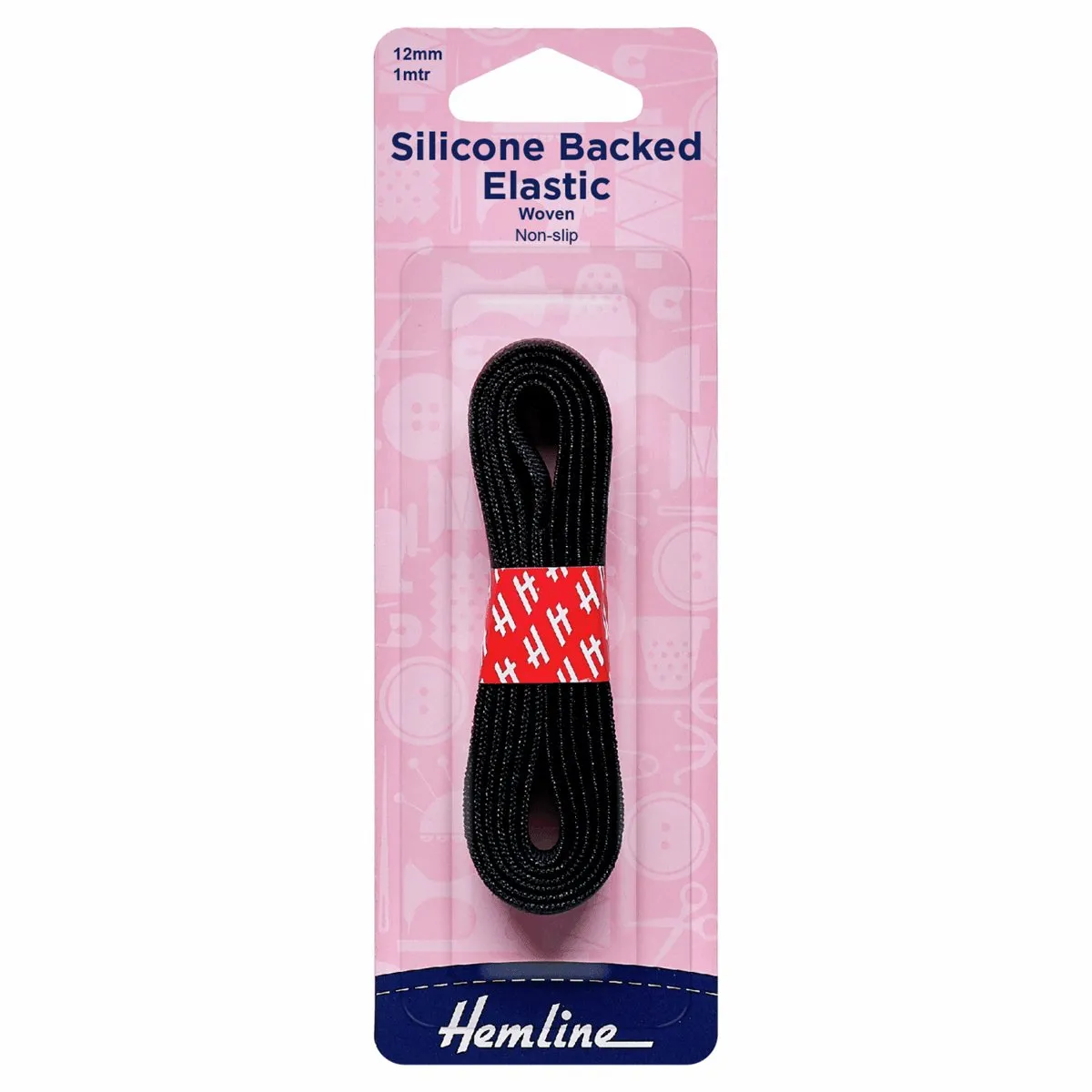 Hemline Silicone Backed Elastic - 12mm - Black