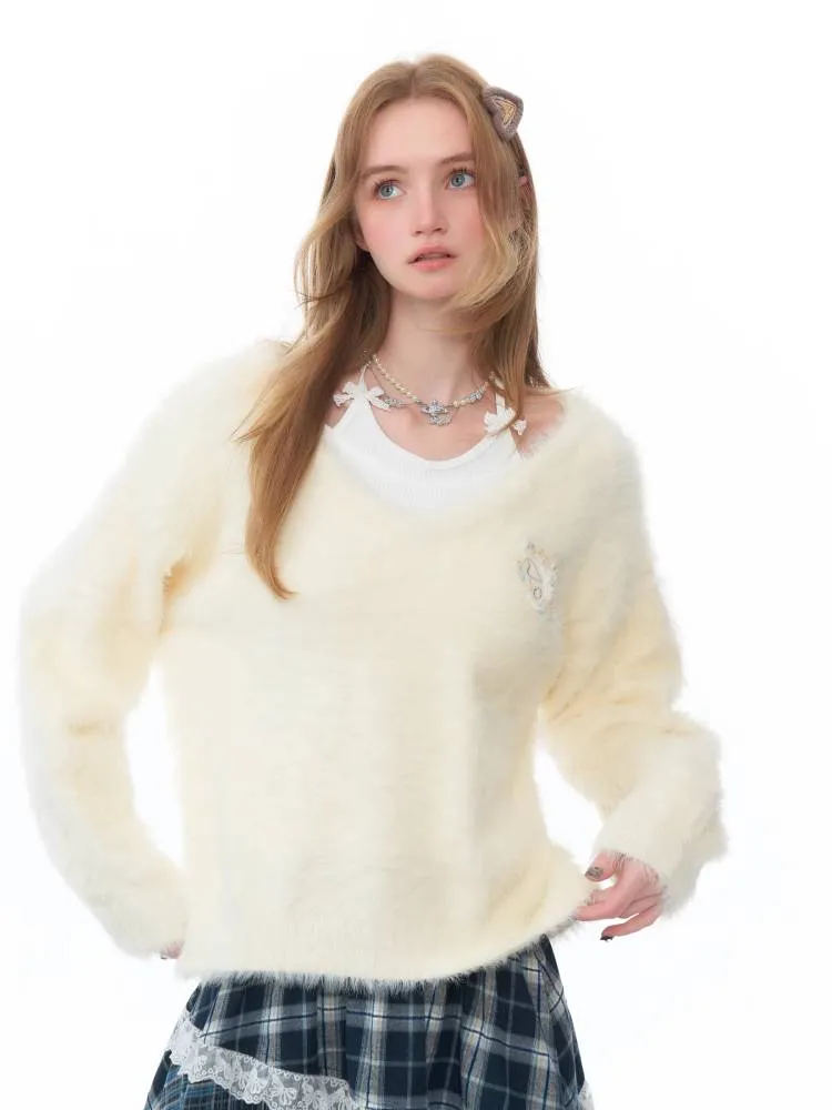 High-end fluffy loose V-neck sweater【s0000011080】