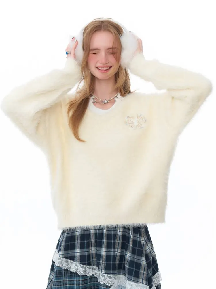 High-end fluffy loose V-neck sweater【s0000011080】