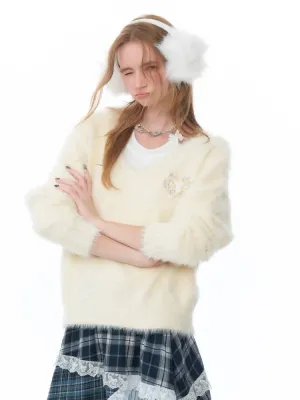 High-end fluffy loose V-neck sweater【s0000011080】