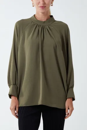 High Neck Batwing Sleeve Blouse