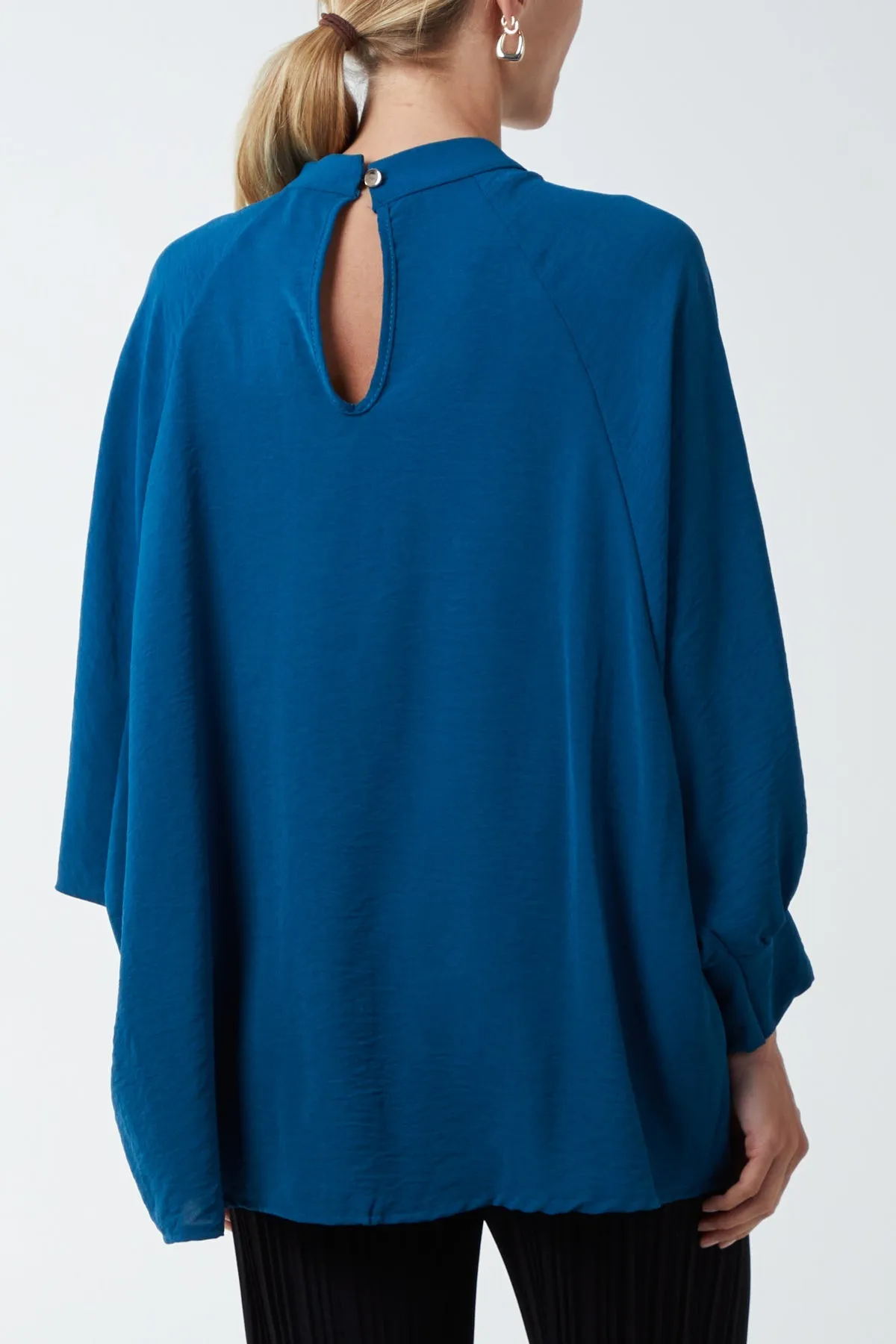 High Neck Batwing Sleeve Blouse