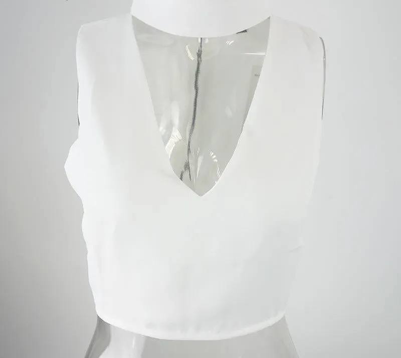 High neck halter 90's cropped camisole tank top sexy v neck sleeveless crop top Beach short women tops
