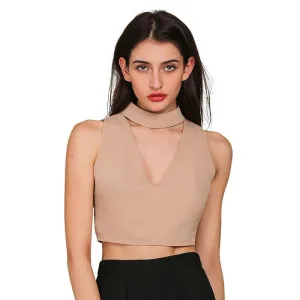 High neck halter 90's cropped camisole tank top sexy v neck sleeveless crop top Beach short women tops
