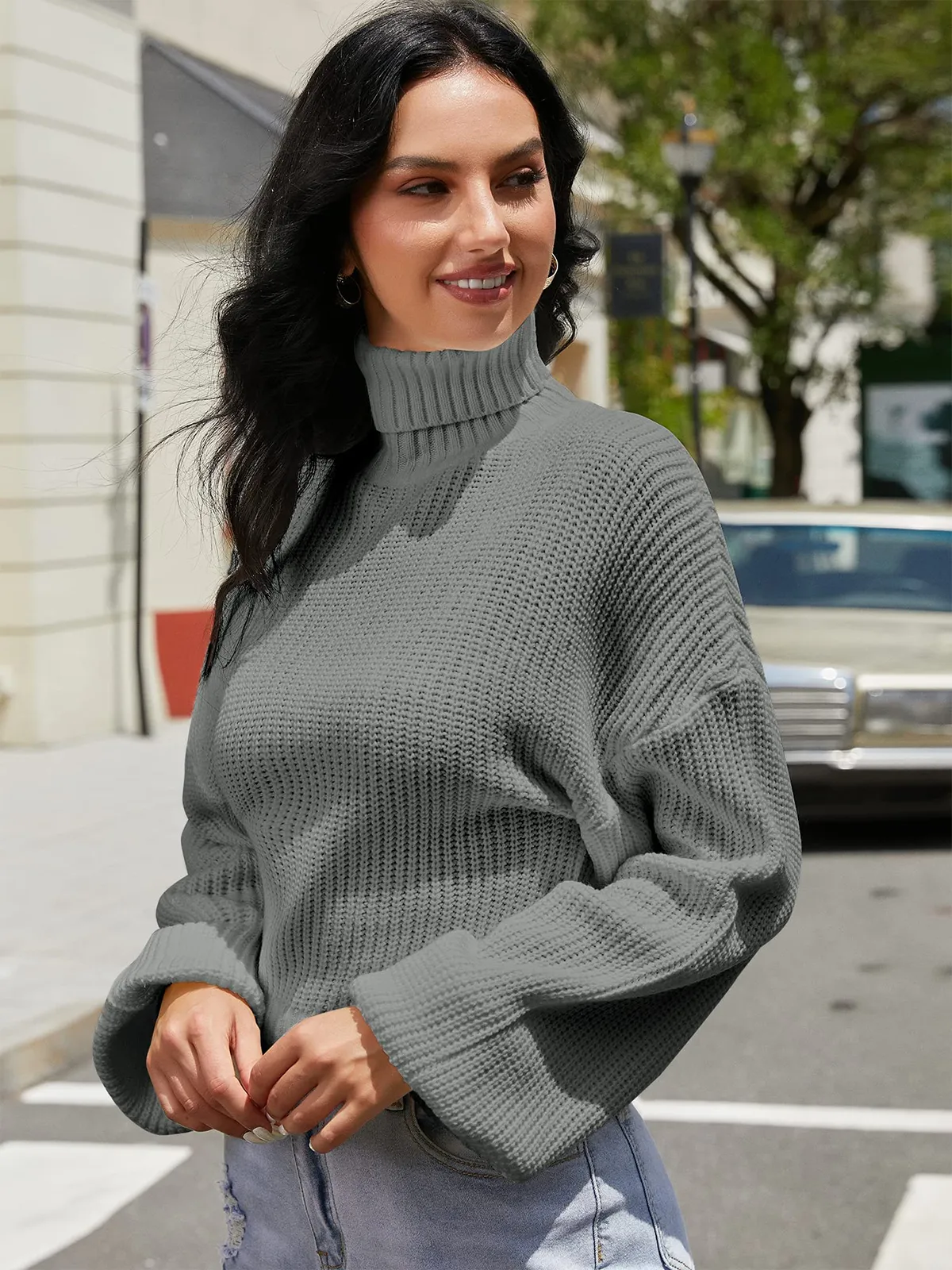 High Neck Long Sleeve Sweater
