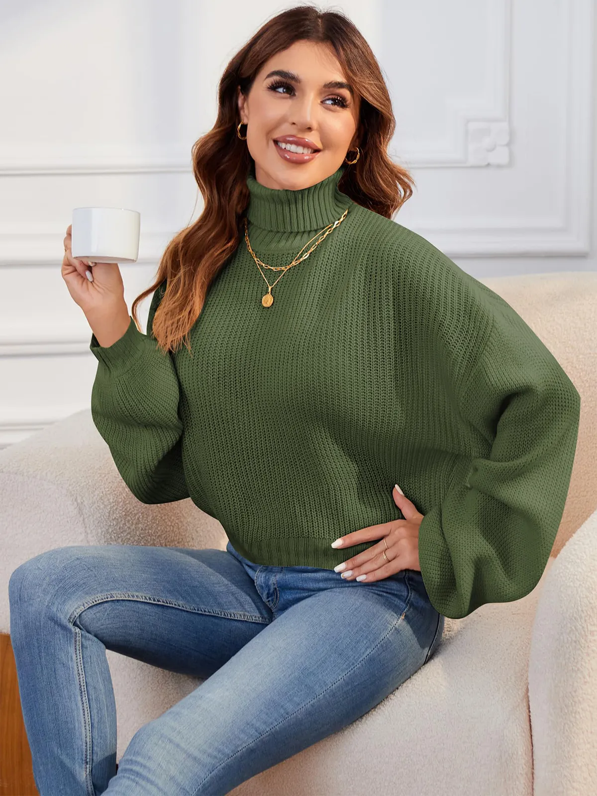 High Neck Long Sleeve Sweater