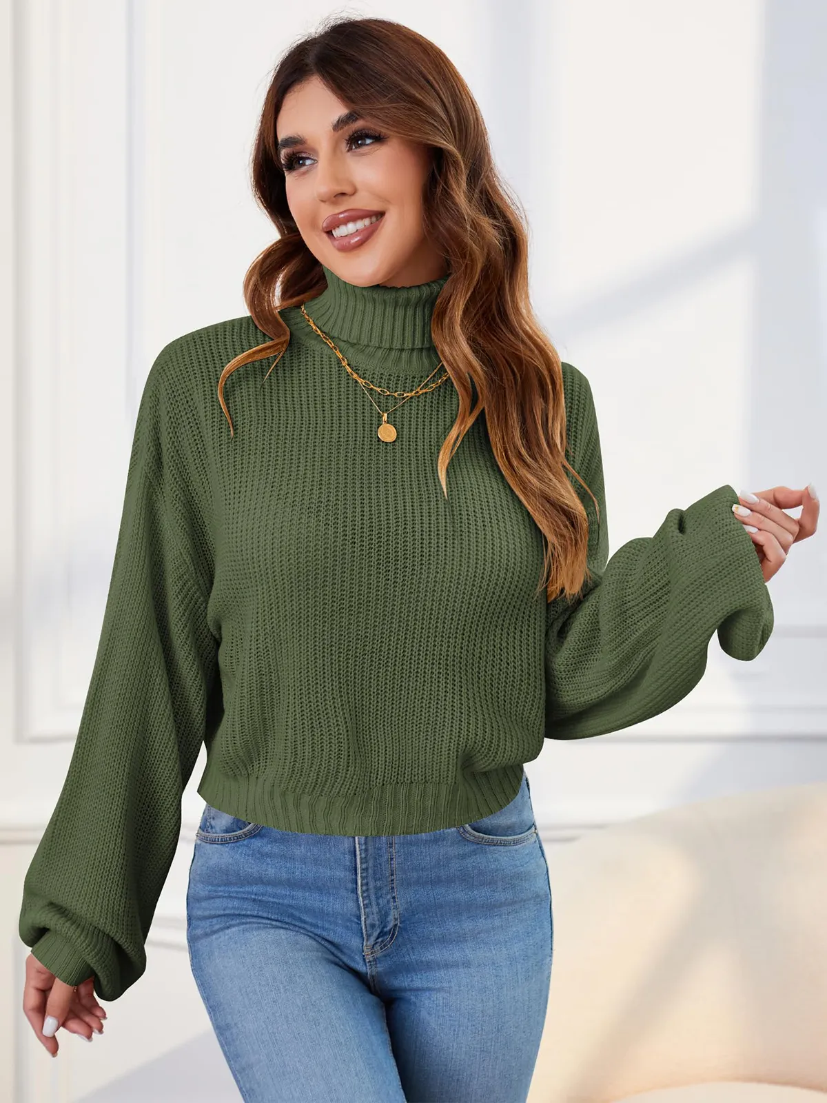 High Neck Long Sleeve Sweater