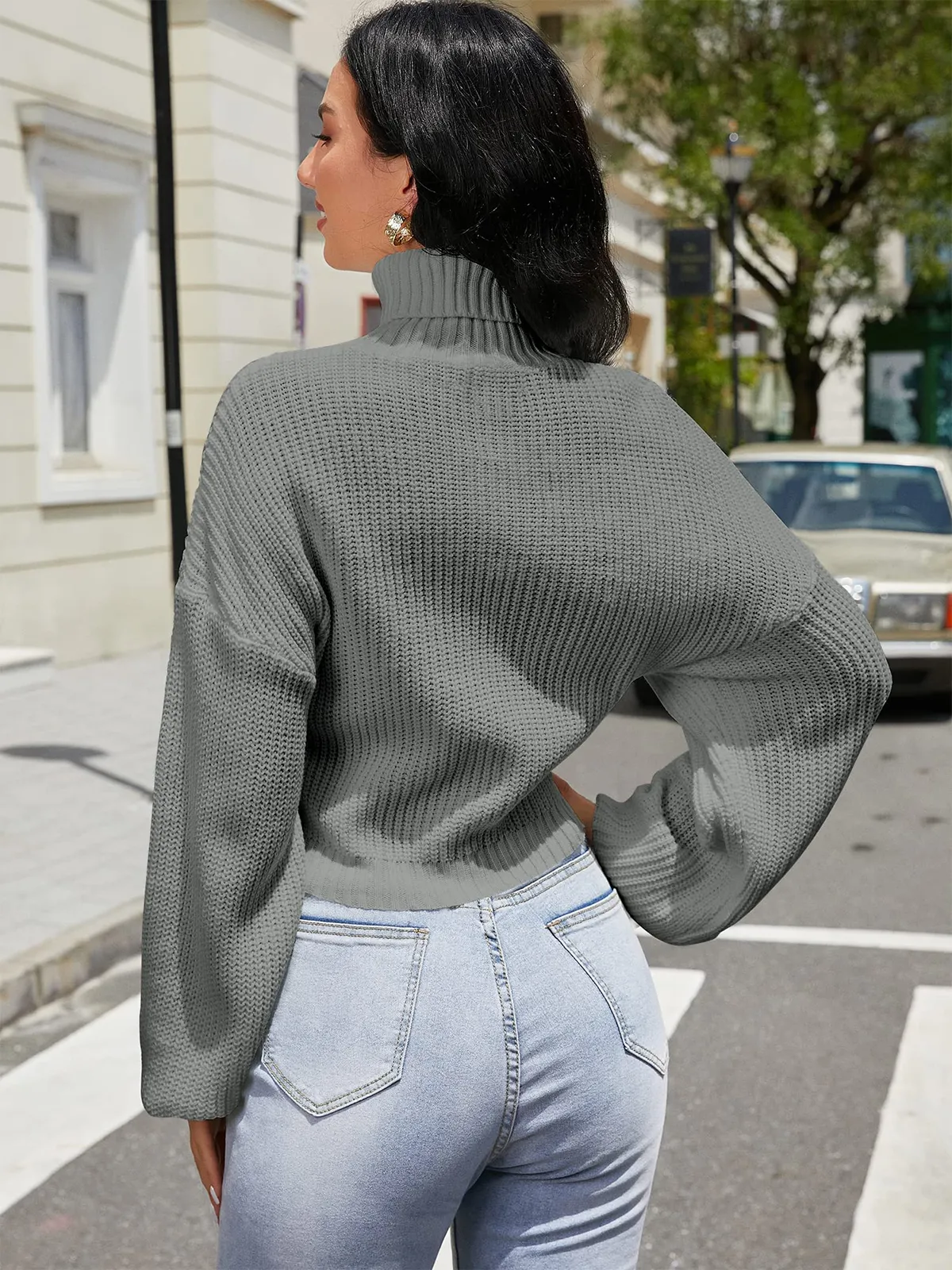 High Neck Long Sleeve Sweater