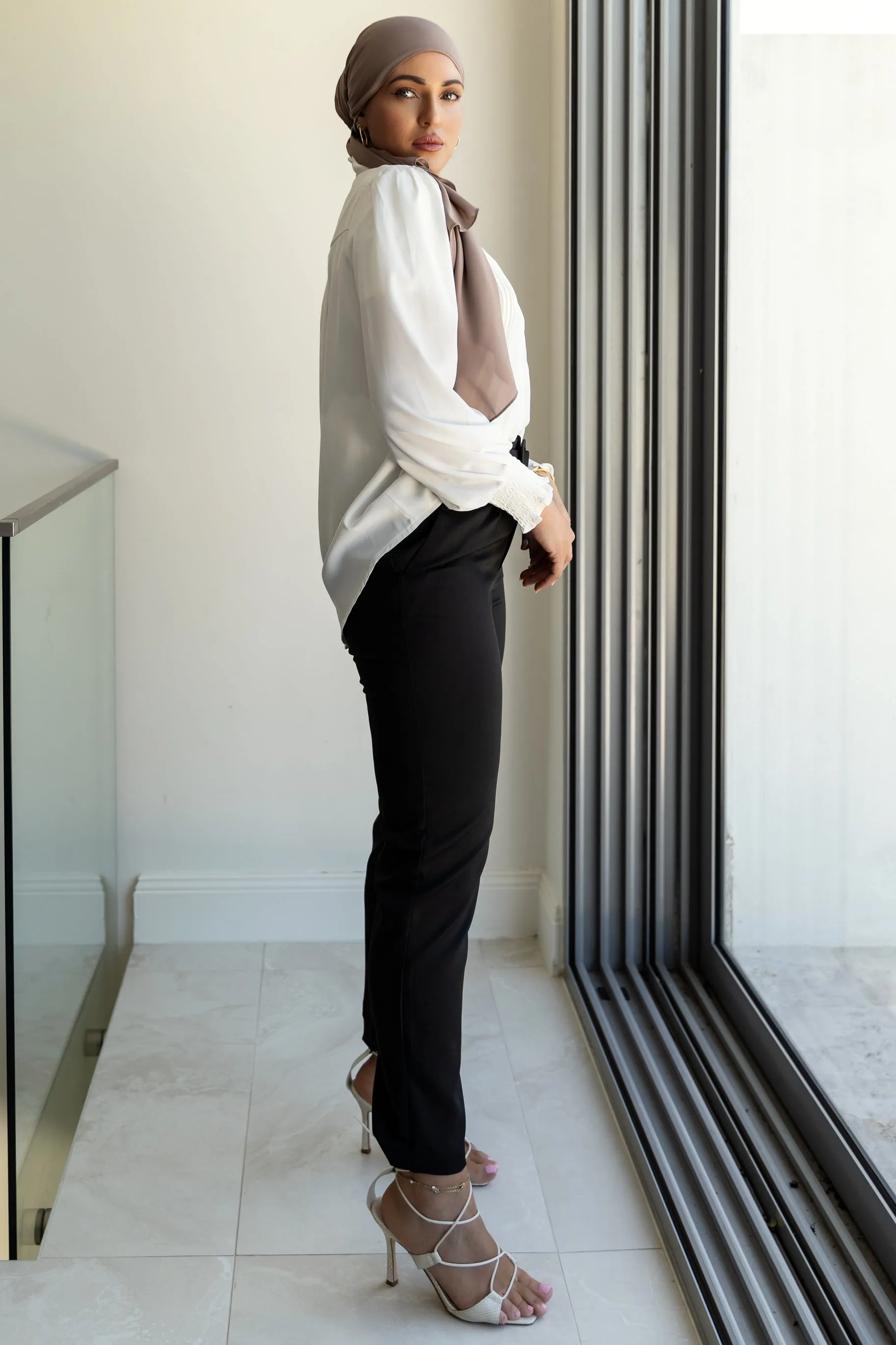 High Neck Pleated Blouse