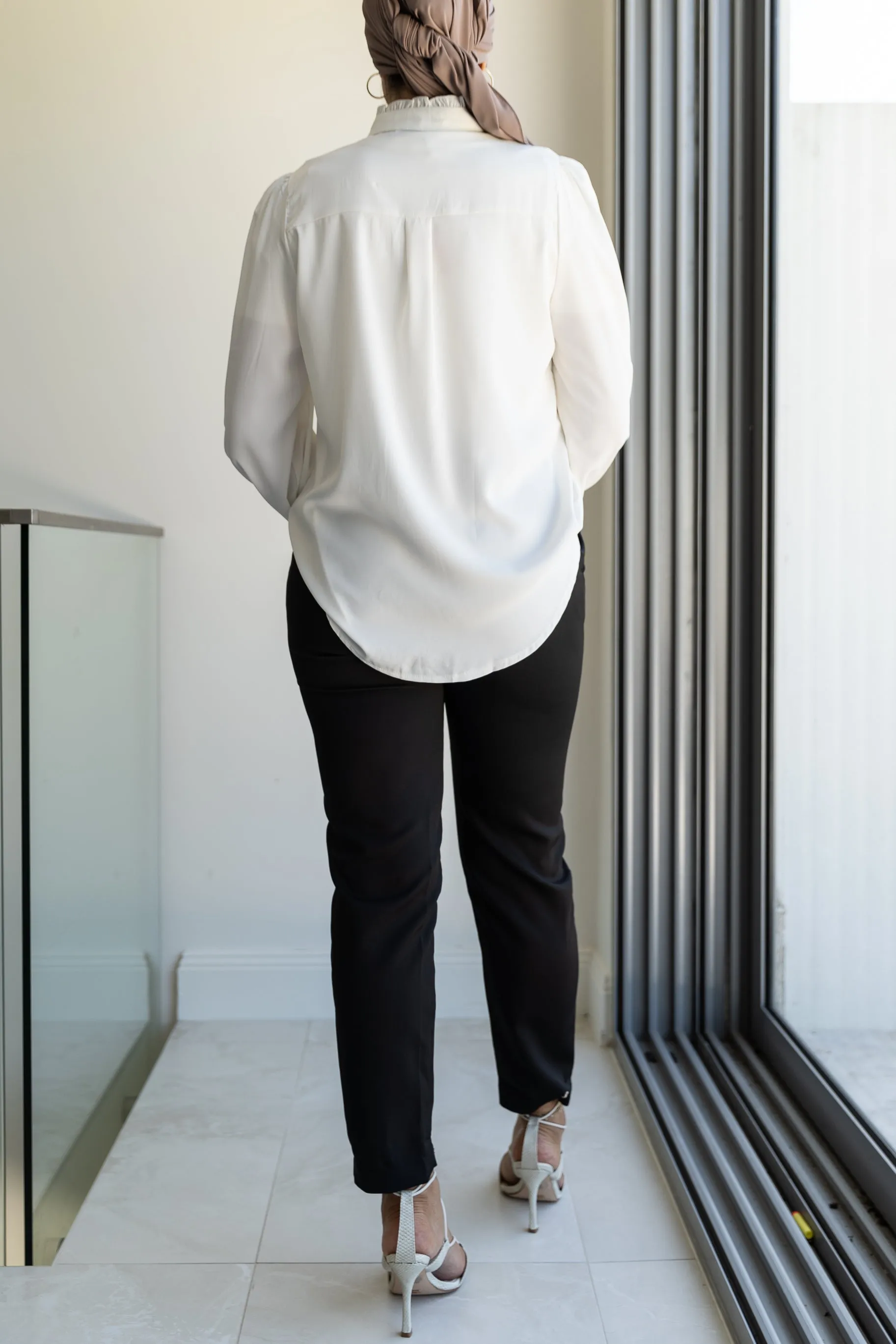 High Neck Pleated Blouse