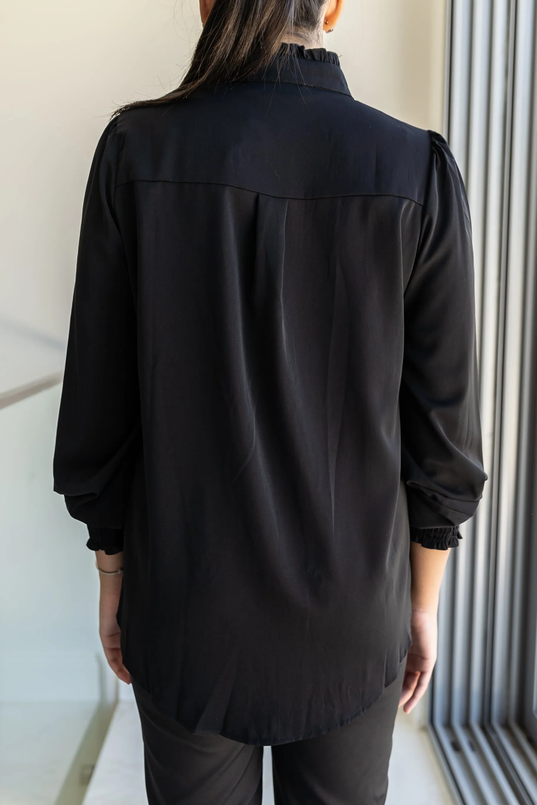 High Neck Pleated Blouse