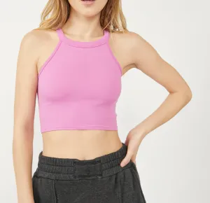 High Neck Ribbed Crop Top