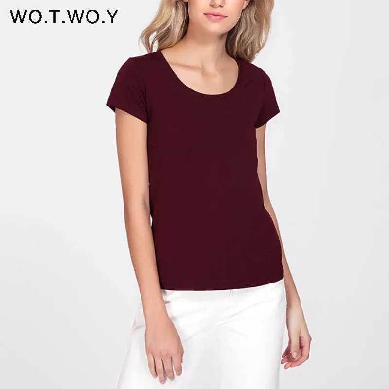 High Quality 21 Candy Color Cotton Basic T-shirt Women Casual O-neck Female T Shirt For Women Short Sleeve Female Tops 001
