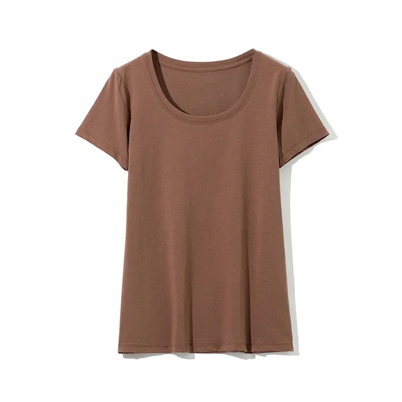 High Quality 21 Candy Color Cotton Basic T-shirt Women Casual O-neck Female T Shirt For Women Short Sleeve Female Tops 001
