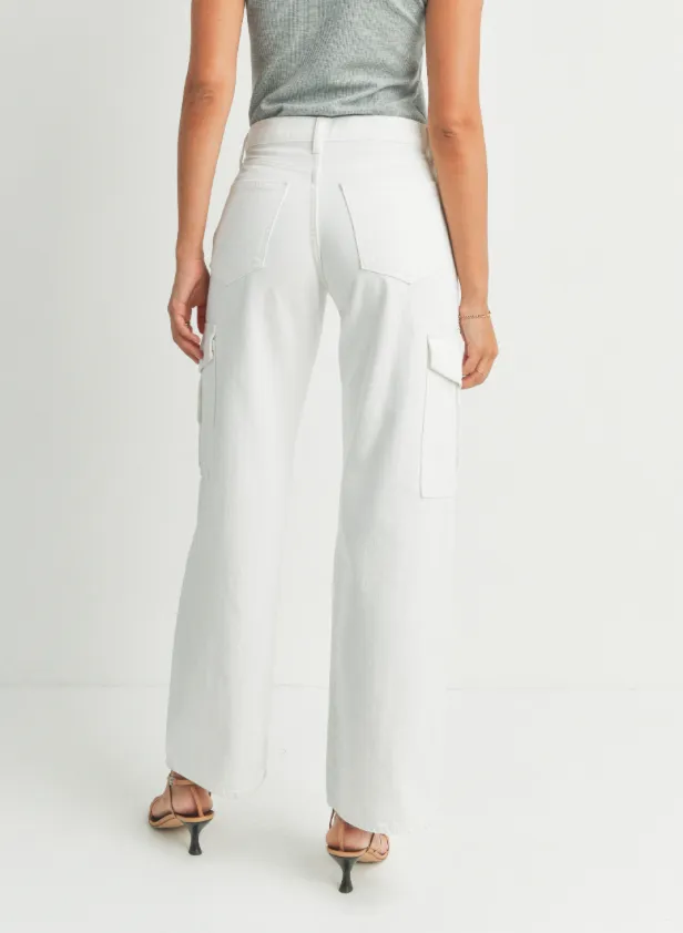 High Rise Straight Leg Cargo Jeans