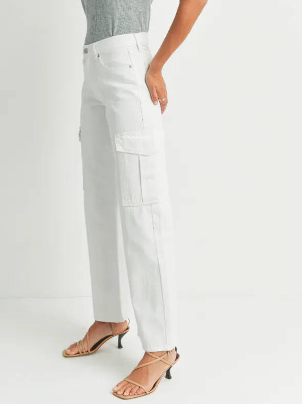 High Rise Straight Leg Cargo Jeans
