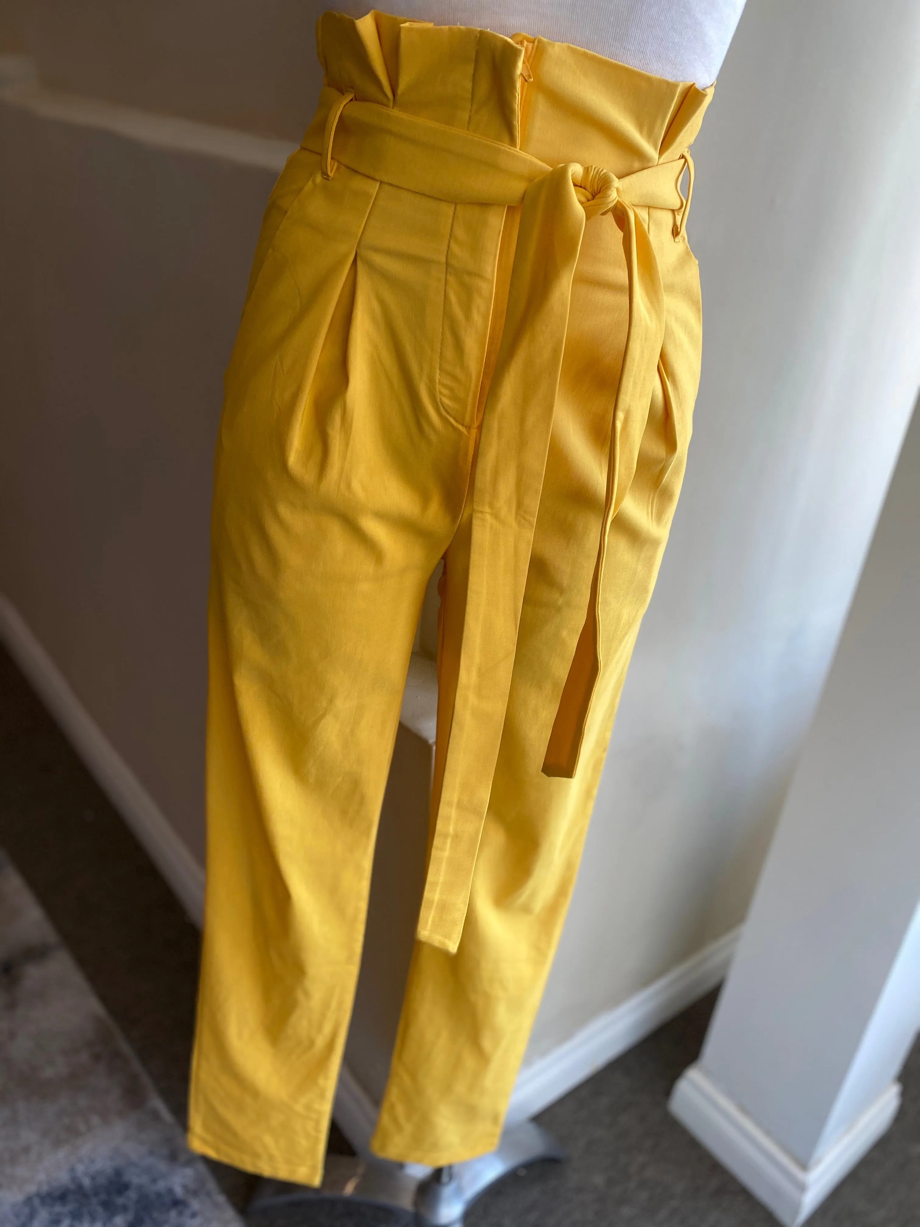 High Waist Belted Dress Pants