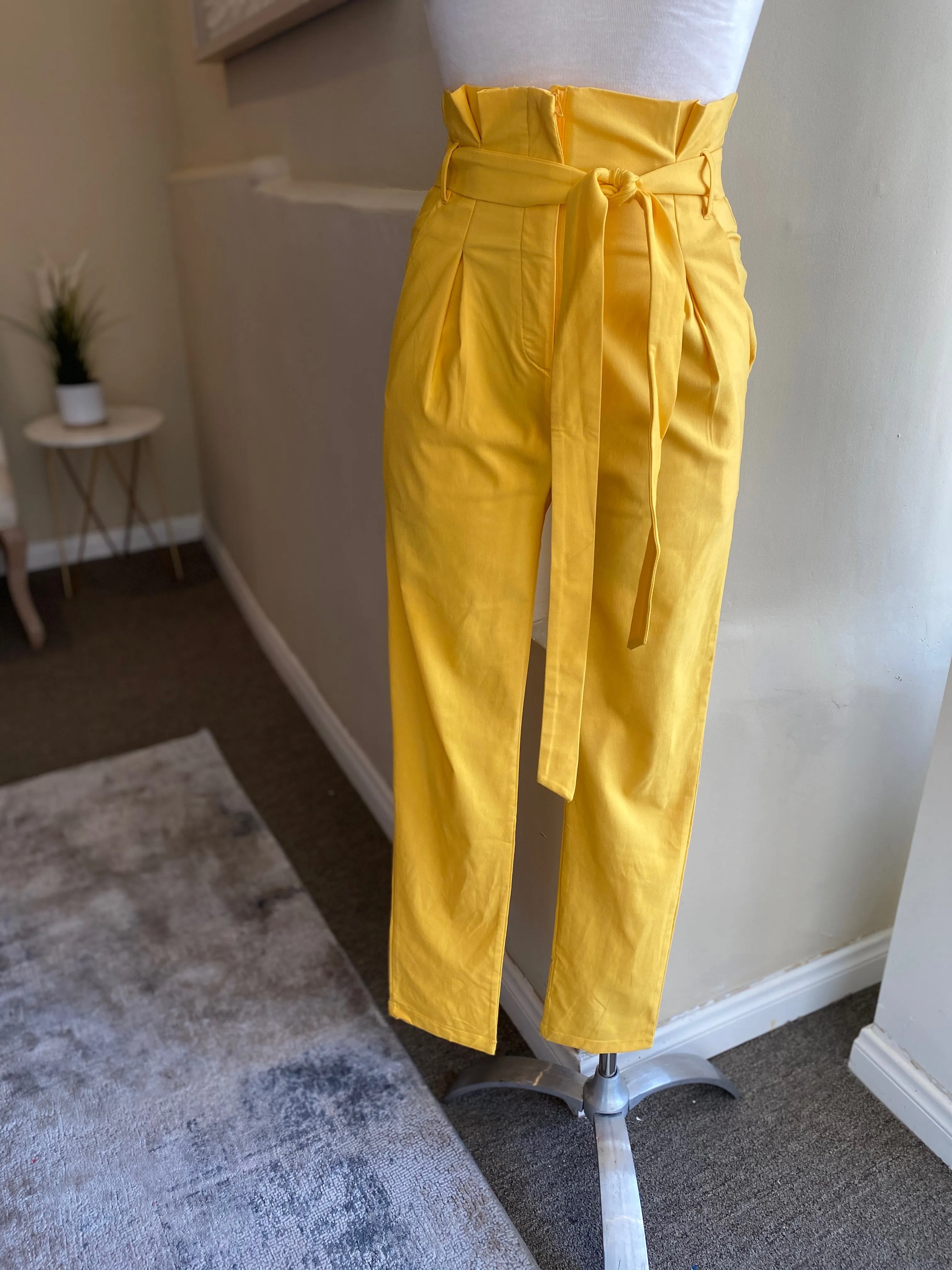 High Waist Belted Dress Pants