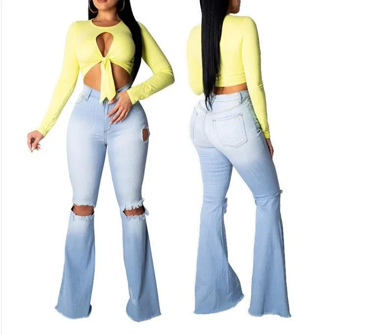 High-waisted flared pants