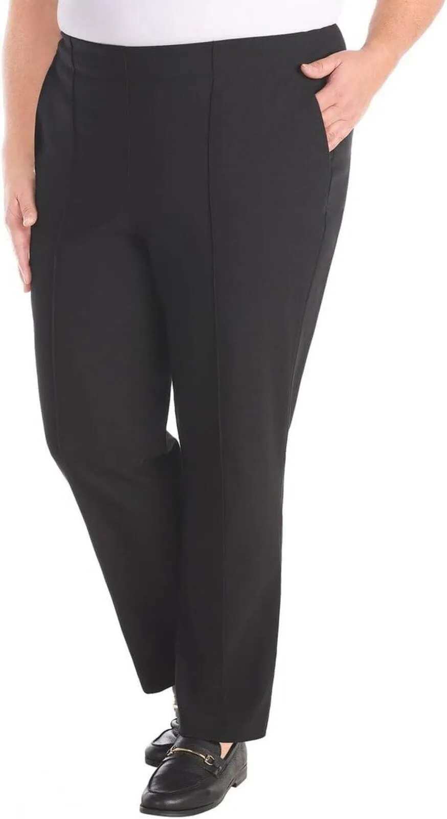 Hilary Radley Womens Ponte Pull-On Mid Rise Slim Leg Pants 1797446 Black M