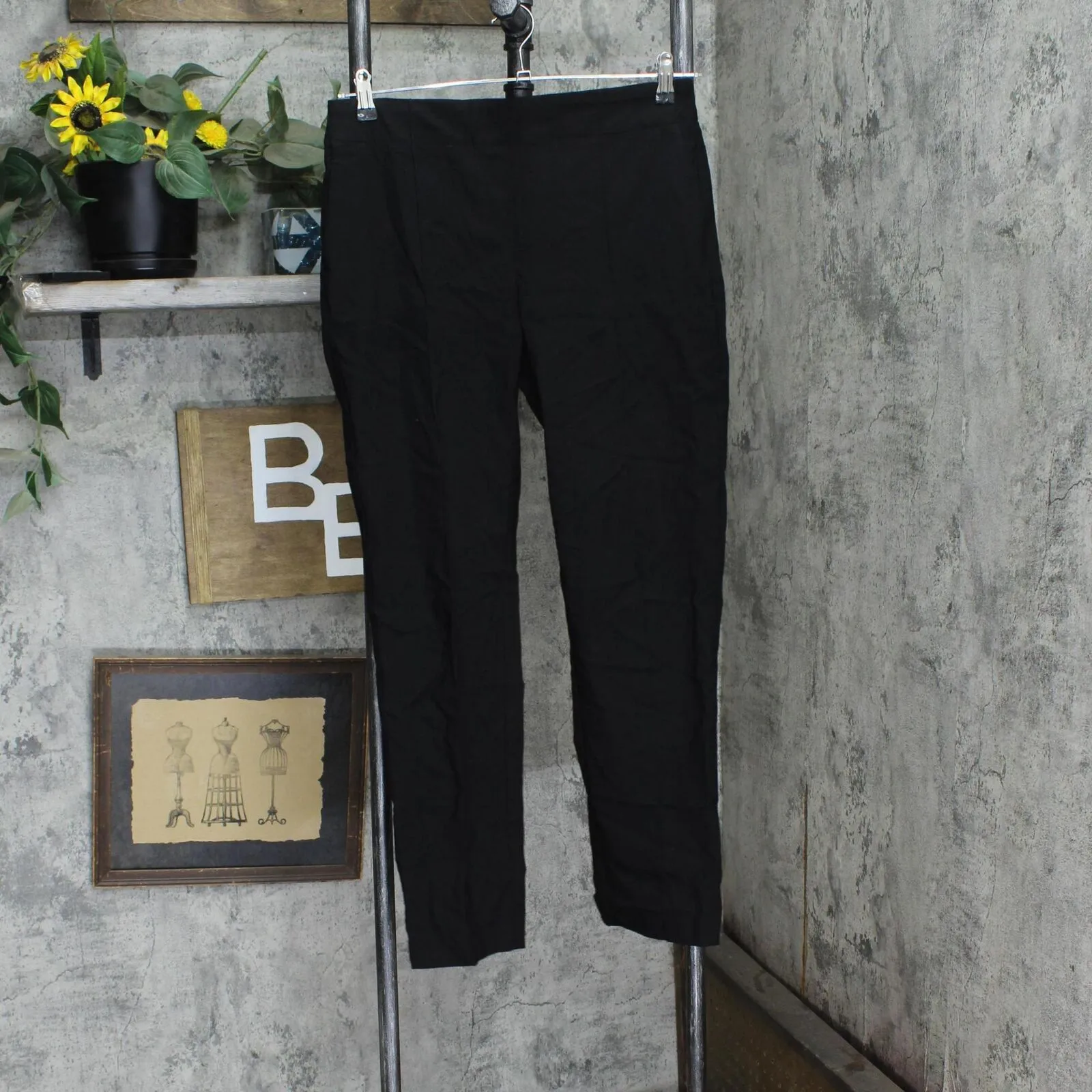 Hilary Radley Womens Ponte Pull-On Mid Rise Slim Leg Pants 1797446 Black M
