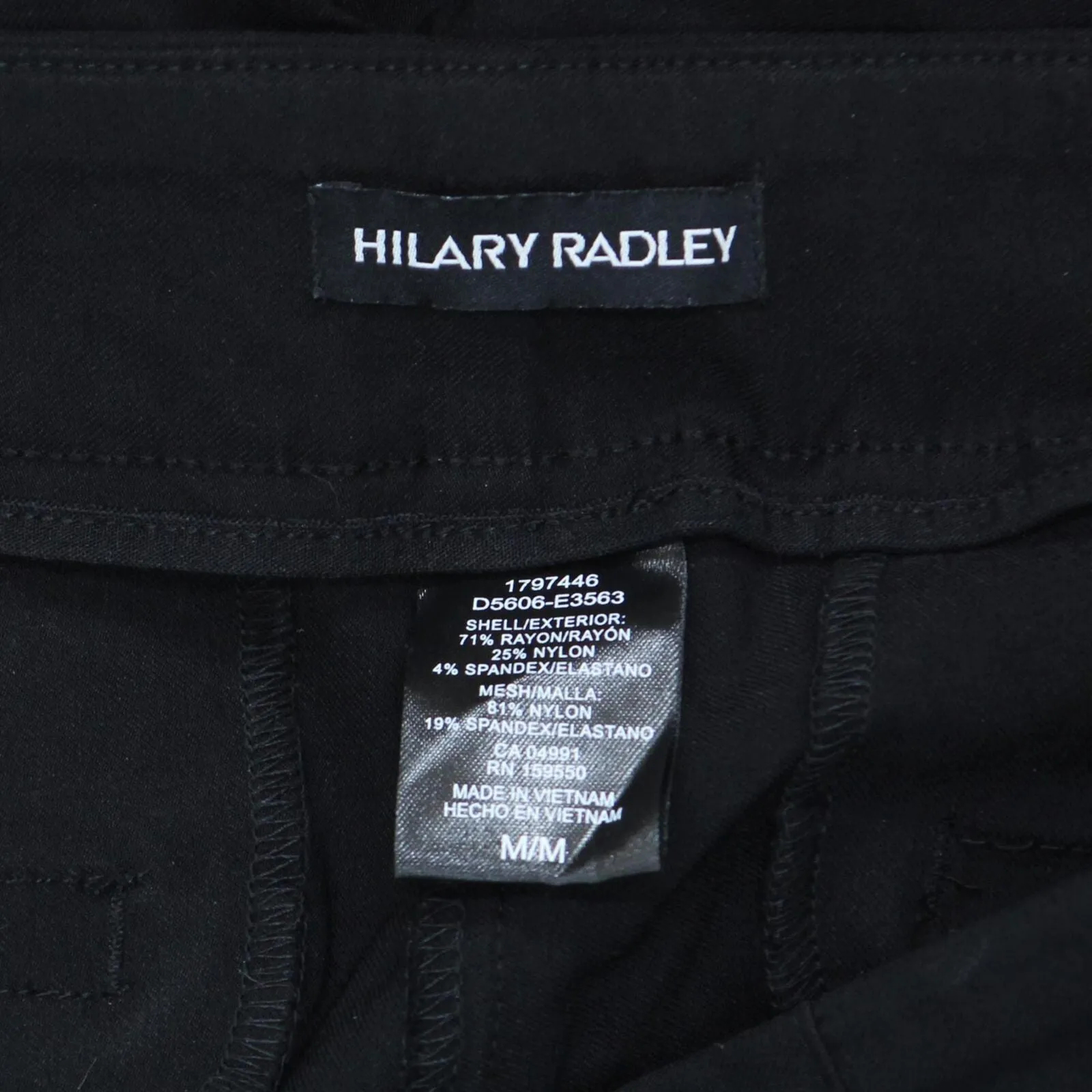 Hilary Radley Womens Ponte Pull-On Mid Rise Slim Leg Pants 1797446 Black M