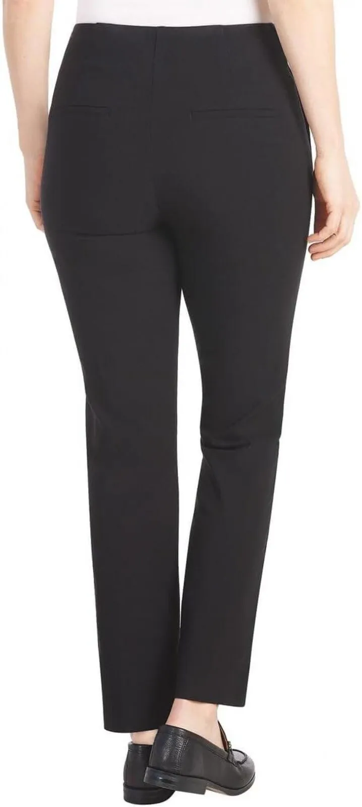Hilary Radley Womens Ponte Pull-On Mid Rise Slim Leg Pants 1797446 Black M