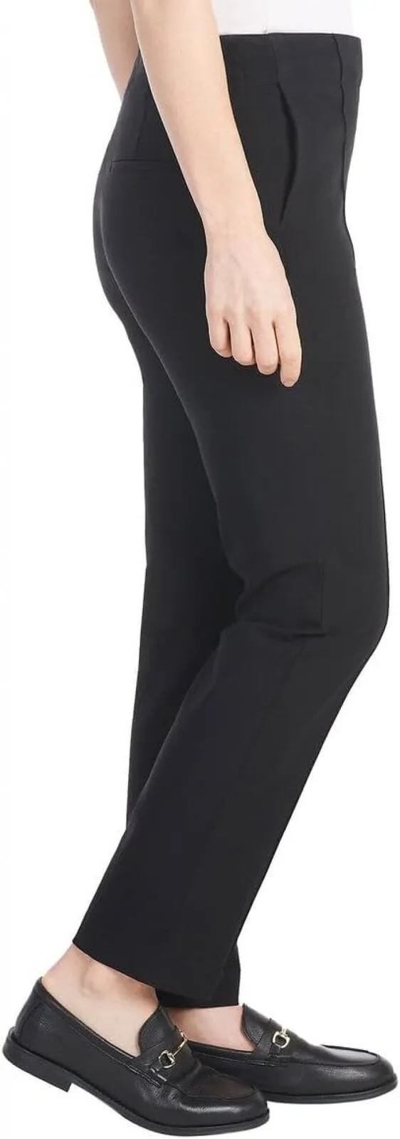 Hilary Radley Womens Ponte Pull-On Mid Rise Slim Leg Pants 1797446 Black M