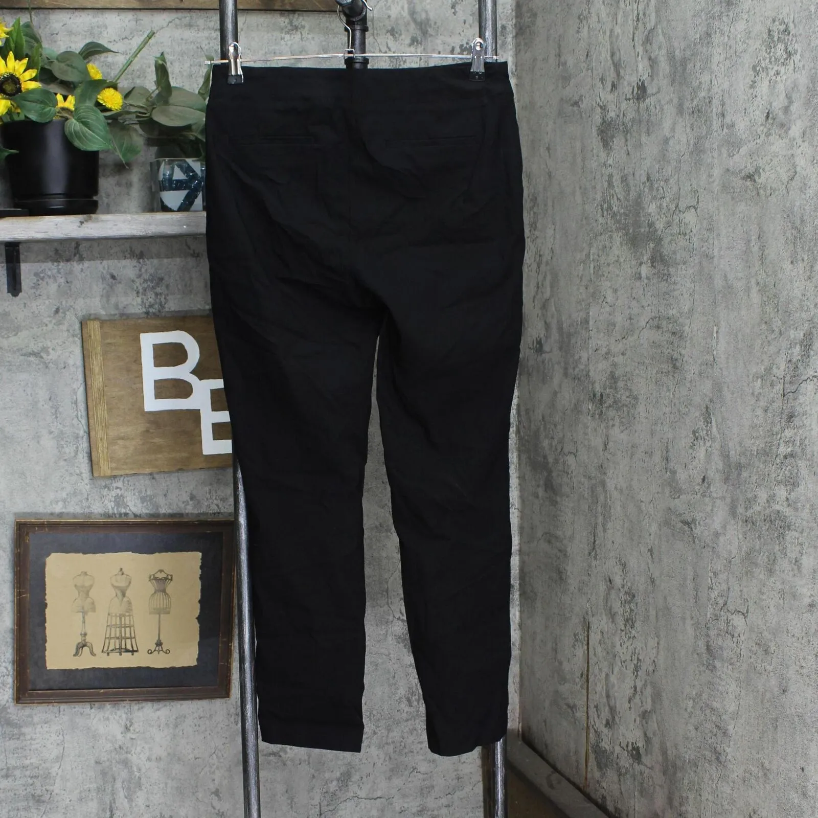 Hilary Radley Womens Ponte Pull-On Mid Rise Slim Leg Pants 1797446 Black M