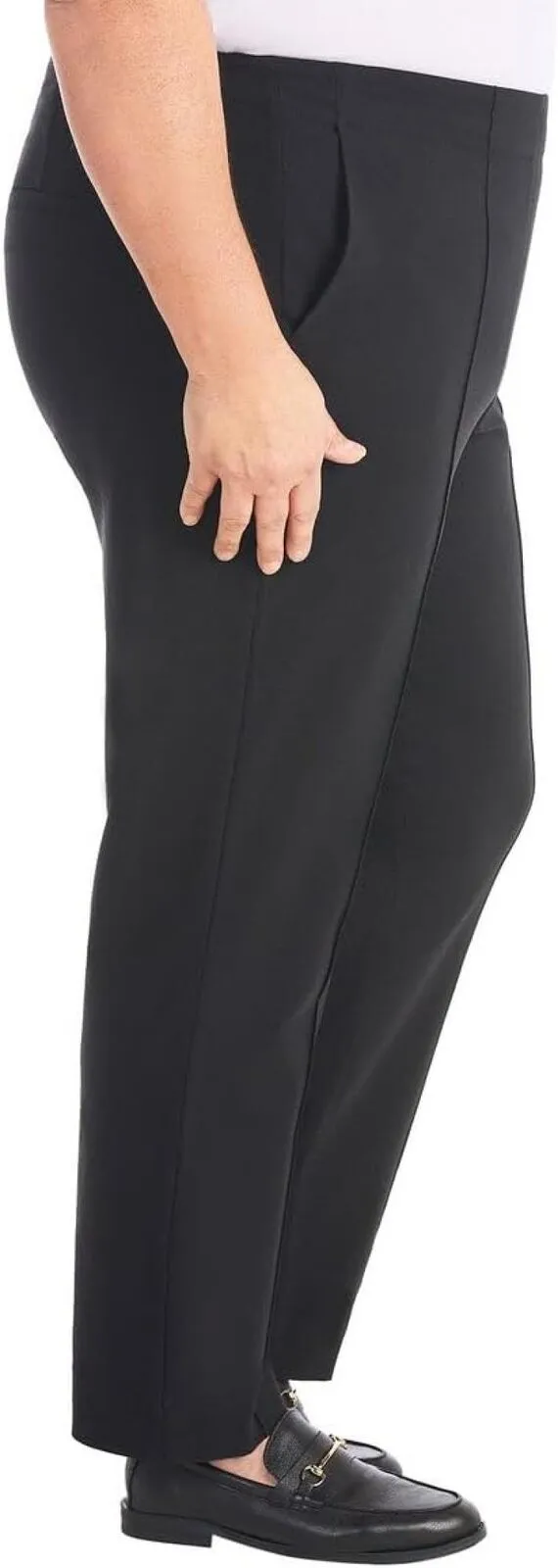 Hilary Radley Womens Ponte Pull-On Mid Rise Slim Leg Pants 1797446 Black M