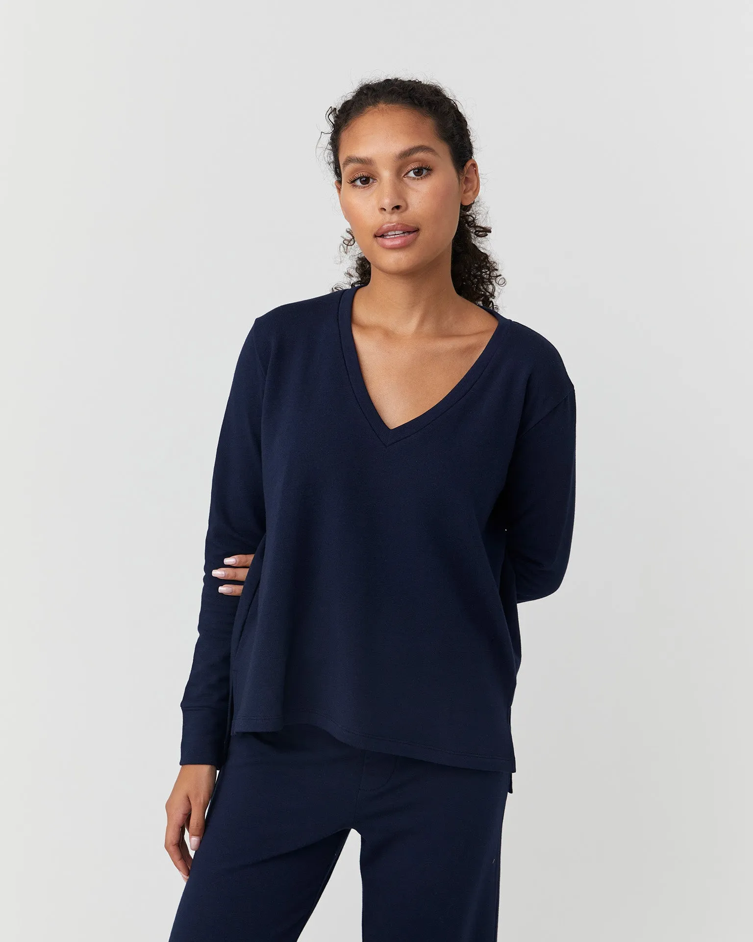 Houston Long Sleeve Tee in Navy