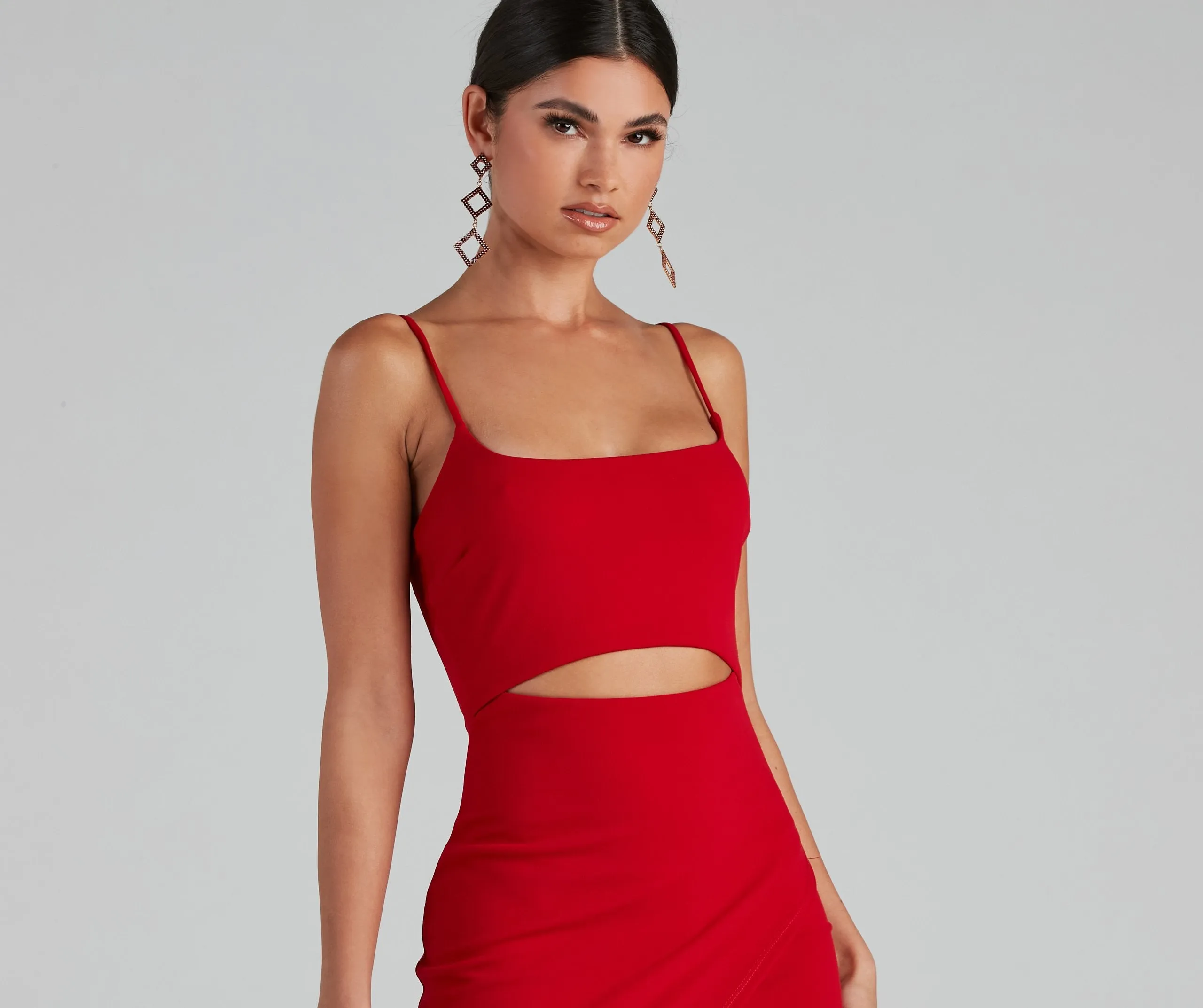 In The Club Charming Square Neck Cutout Dress
