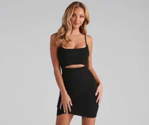 In The Club Charming Square Neck Cutout Dress