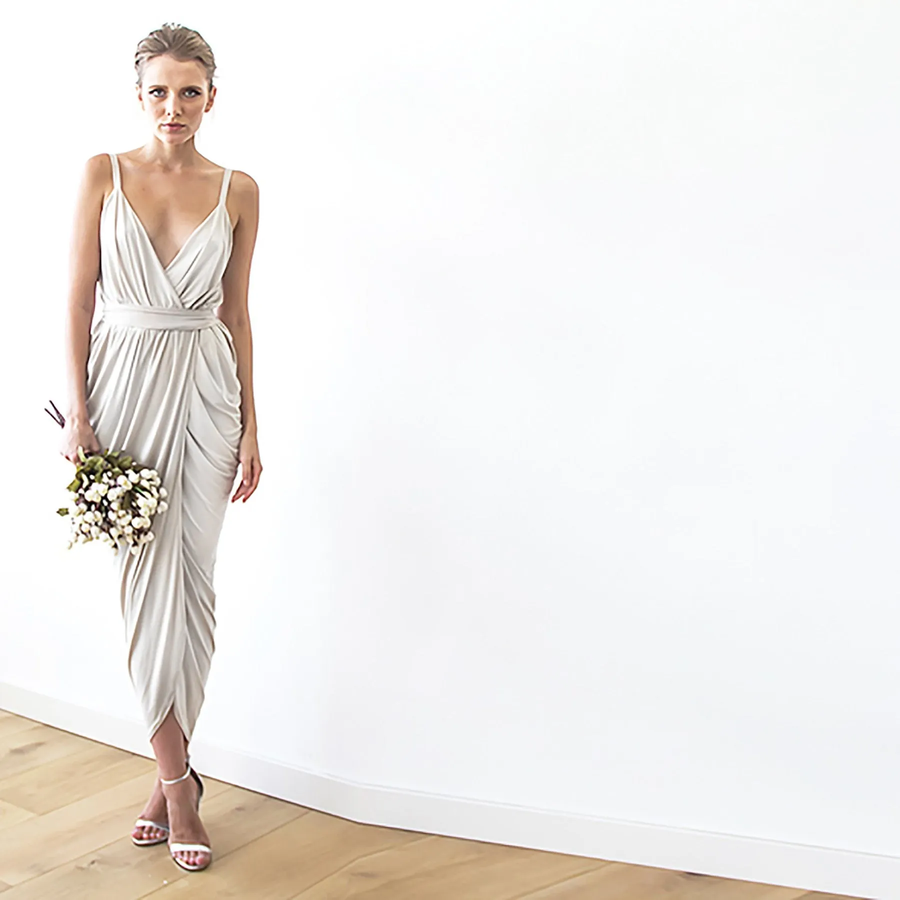 Ivory Tulip Wrap Maxi Dress #1033