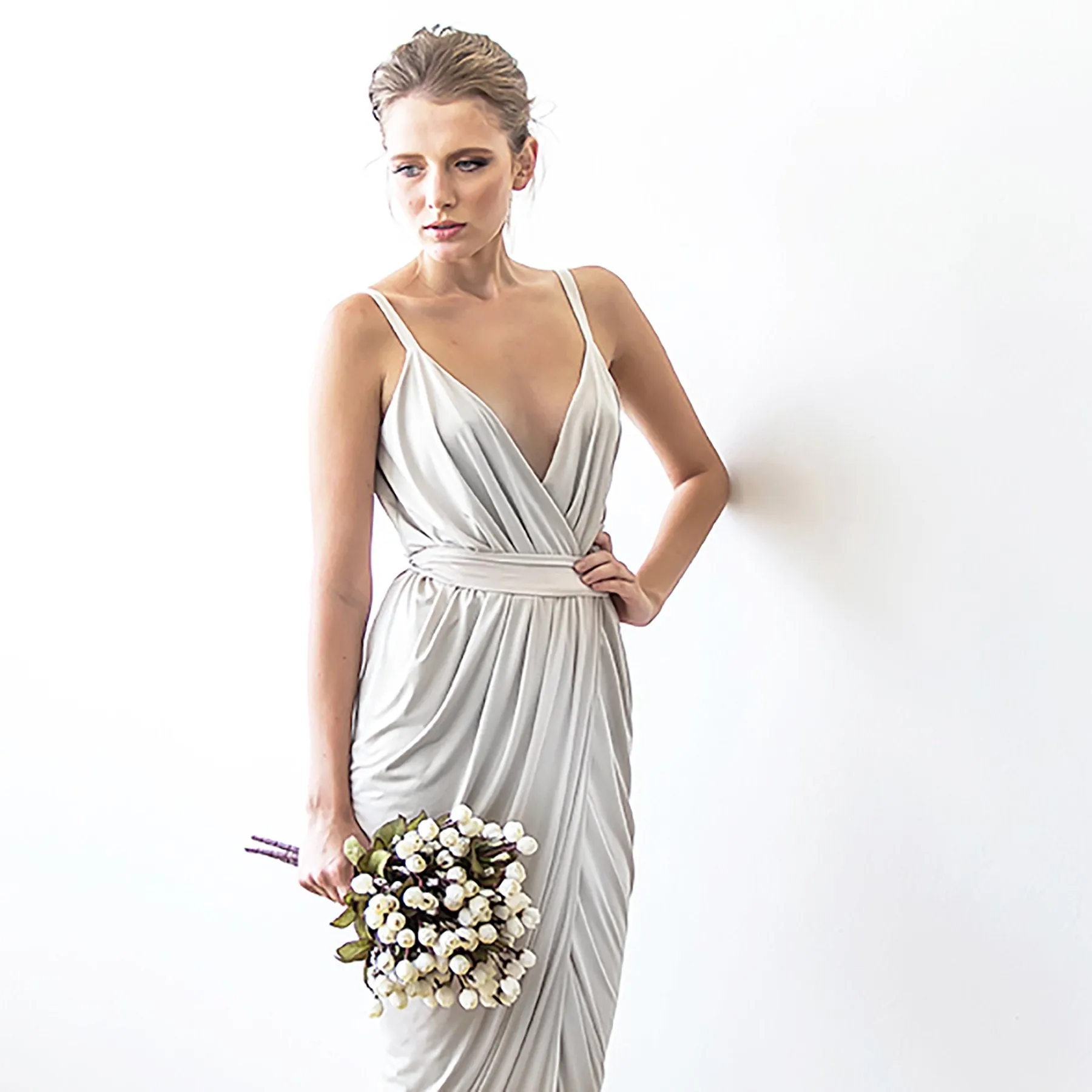 Ivory Tulip Wrap Maxi Dress #1033