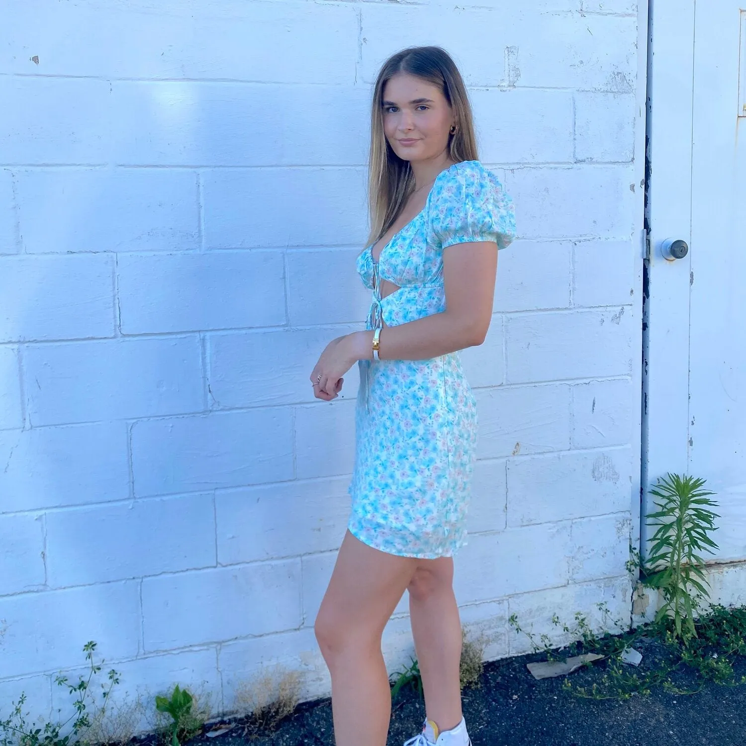 Jennie Blue Tie Mini Dress