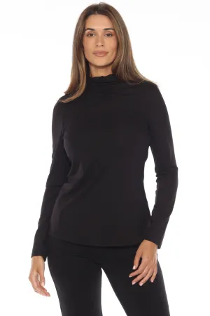 Joseph Ribkoff Black Ruched High Neck Long Sleeve Top 243292
