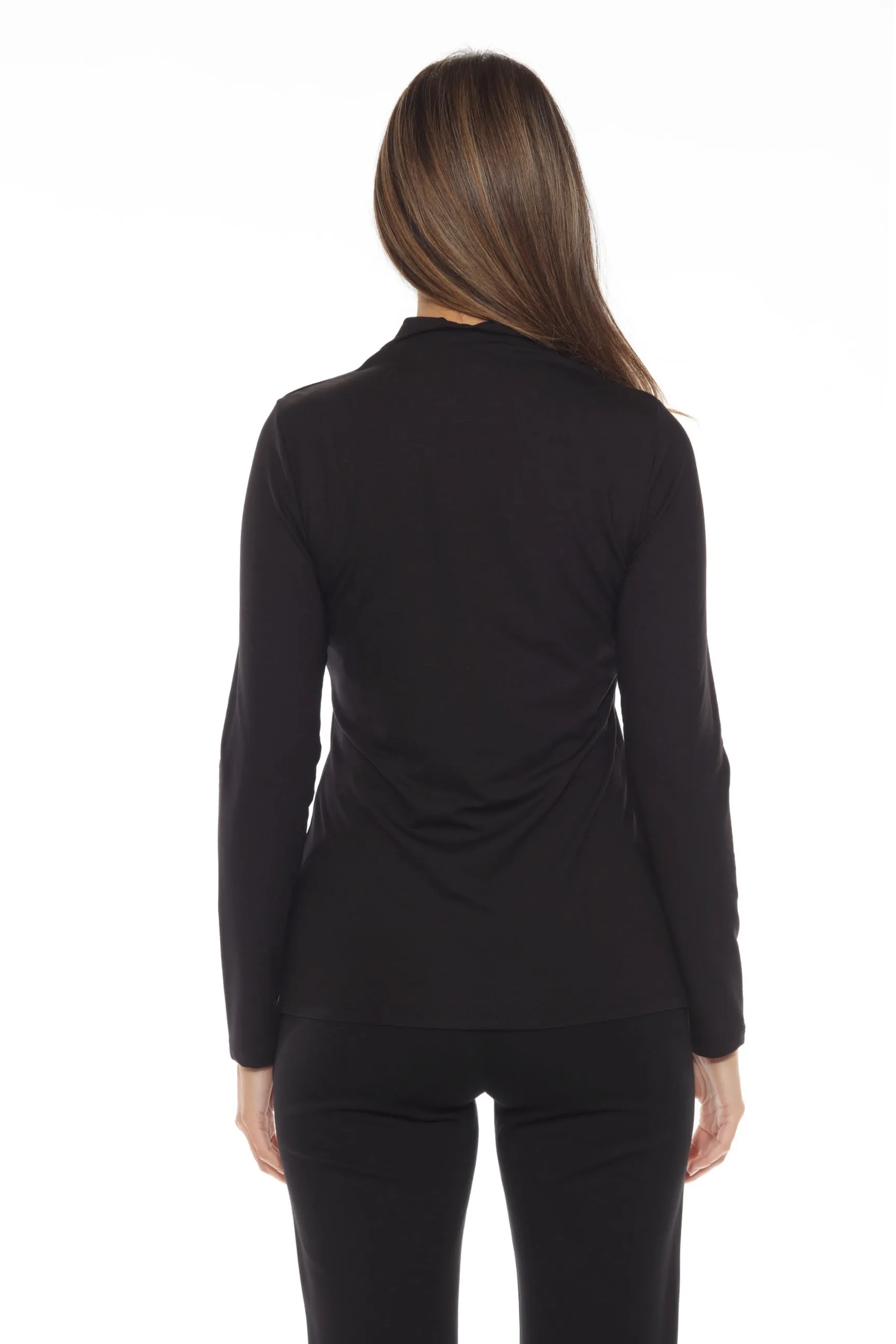 Joseph Ribkoff Black Ruched High Neck Long Sleeve Top 243292