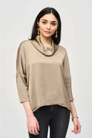 Joseph Ribkoff Cowl Neck 3/4 Sleeve Silky Hi-Low Top 243189