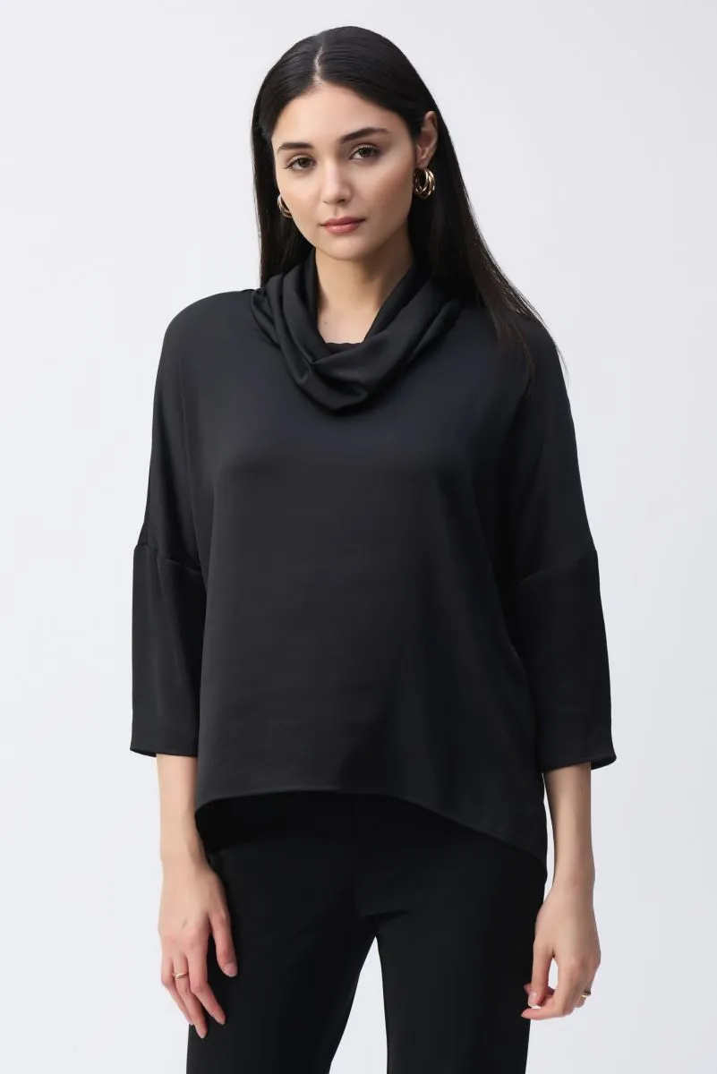 Joseph Ribkoff Cowl Neck 3/4 Sleeve Silky Hi-Low Top 243189