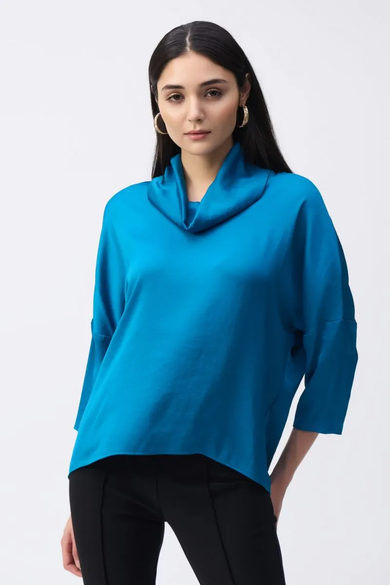 Joseph Ribkoff Cowl Neck 3/4 Sleeve Silky Hi-Low Top 243189