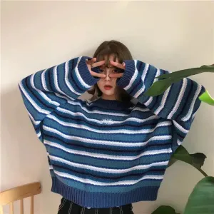 Knitted Sweater with Dropped Shoulders and Mock Neck Style